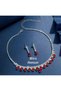 Red Drop Stone Custom Made Necklace Earring Set - 5