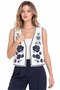 White Women's V-Neck Floral Embroidered Woven Crop Vest - 5