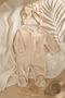 Dotted Heart Detailed Boneli Baby Girl Jumpsuit. Footed 100% Cotton 0-3 Months - 6