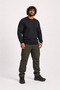 Large Size Sweatshirt Crew Neck Leather Arma 22703-black