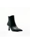 Black Genuine Leather Thin Heeled Women's Boots - 4