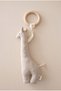 100% Cotton Multi Muslin Elephant and Giraffe Toy Natural Wooden Teether/Baby Room Decor - 3