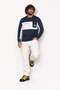 Large Size Crew Neck Pocketed Sweat Double Face Pike 25702 Navy Blue