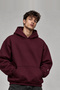 Unisex Claret Red Oversize Hooded Sweatshirt 3 Thread Threaded Basic Hoodie with Kangaroo Pocket - 2