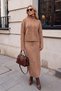 Women's Camel Hair Knitted Oversize Wide Sleeve Skirt Suit - 2