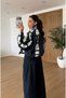Women's Navy Blue Plaid Drawstring Detail Jacket - 7