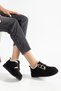 Lolita Black Suede Fur Lined Double Buckle Platform Thick Sole Daily Boots - 6