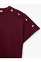 Ornamented Button Short Sleeve Crew Neck T-Shirt - 8