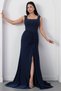 Square Neck Beaded Slit Dress Ecr5974 - 7
