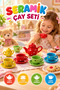 12-piece colorful porcelain tea set - 7cm realistic detail - imaginative toy tea set