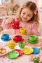 12-piece colorful porcelain tea set - 7cm realistic detail - imaginative toy tea set - 3