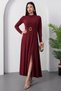 Mock Neck Long Sleeve Buckle Acrylic Dress 2025-4407 - 3