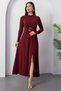 Mock Neck Long Sleeve Buckle Acrylic Dress 2025-4407 - 5