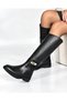 Helen Women's Rider Long Buckle Stylish Boots P2004-Black - 5