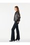 Fancy Buttoned Regular Waist Slim Fit Ribbed Spanish Leg Denim Trousers - Flare Jeans - 3
