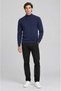 Men's Indigo Blue Half Turtleneck Standard Regular Fit Regular Acrylic Blend Knitwear Sweater