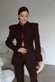 Plum Pointed Long Collar Slim Fit Jacket and Pants Design Set - 7