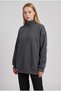 Women's Anthracite Turtleneck 3 Thread Fleece Inside Ribbed Oversize Sweatshirt - 2