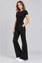 Women's Black Corded Camisole with Spanish Flared Hem and Eyelet Detail, Lace-Up Single Bottom - 2