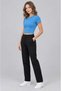Women's light blue crew neck lycra short sleeve bodysuit crop top - 2