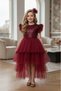 Hayal Model Sequined Buckle Burgundy Style Children's Evening Dress Kids Aby745 - 2