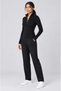 Women's black v-neck zippered half fisherman finger detailed crop blouse - 2
