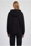 Women's Black Hooded Zippered 3 Three Thread Fleece Kangaroo Oversize Loose Sweatshirt Zip up Hoodie - 3