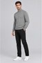 Men's Gray Half Turtleneck Standard Fit Regular Acrylic Blend Knitwear Sweater - 2