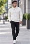 Men's Ecru White Zippered Turtleneck Winter Knitwear Sweater - 3