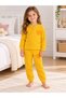 Girl's 100% Cotton Yellow Mustard Twill Collar Buttoned Long Sleeve Winter Basic Pajama Set