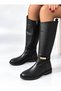 Helen Women's Rider Long Buckle Stylish Boots C2004-Black - 4