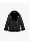 Long Faux Leather Biker Jacket with Plush Lining Inside Long Sleeves Zipper Closure - 3