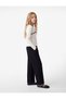 Long-Sleeve Crew Neck Cotton T-Shirt with Lace and Bow Details - 2