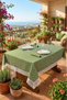 Green Lace Sided Tablecloth Erasable for 6 People Stain Resistant Stylish Rectangular Tablecloth