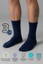 3-Piece Navy Blue Men's Business Bamboo Seamless Flexible Double Layer Winter Socks - Premium