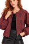 Burgundy Shawl Patterned Pocketed Jacquard Bomber Jacket - 3