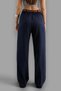 Women's High Waist Belt Detailed Elastic Waist Casual Palazzo Fabric Trousers [Belt Not Included] - 3