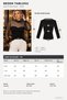 Stone-Embellished Tulle, Impressive Style - Women's Long Sleeve Semi-High Neck Heart-Collar Detailed Sandy Blouse - 7