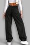 Women's Back Buckle Detailed Loose Fit Wide Leg Comfortable Baggy Jean Denim Loose Trousers - 3