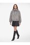 High Collar Long Sleeve Faux Fur Jacket with Zipper Pockets