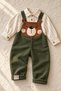 Baby Boy Set Teddy Bear Salopet Set 2-Piece Linen Shirt Overalls Set Seasonal 6 9 12 18 24 Months - 3