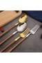 20-Piece Stainless Steel Flatware Set, Wood Handle Silverware for 4, Dishwasher Safe Gold - 5