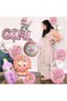 Baby Shower Decorations Pink, Girl Balloon Set with Foil Banner & Confetti Balloons - 6