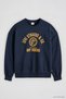 Loose-Cut Graphic Crew Neck Sweatshirt in Navy Blue 005Pk-0013 - 4