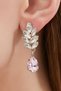 Women's Pink Clara Leaf Diamond Crystal Stone Model Silver Hanging Daily Evening Dress Wedding Earrings - 7