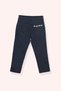 Girl's Elastic Waist Navy Blue Trousers with Back Pocket Embroidery Detail - 2