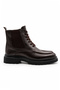 Genuine Leather Men's Boot Shoes with Zipper and Laces