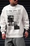 Men's Ecru Off-White 1997 Printed Crew Neck Oversized Embossed Sweatshirt