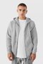 Men's Gray Melange Hooded Zipper 3 Three Thread Fleece Kangaroo Oversize Cardigan Zip up Hoodie