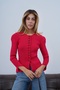 Women's Red Velvet Buttoned Knitwear Cardigan - 3
